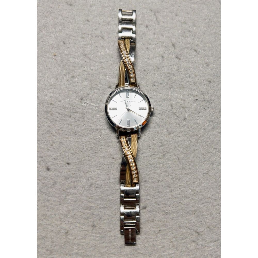 Liz Claiborne Lc1220 Japan Movement Diamond Gold Silver Toned Ladies Wristwatch